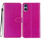 For Sony Xperia 5 V Glitter Powder Flip Leather Phone Case(Rose Red) - 1