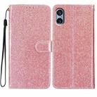 For Sony Xperia 5 V Glitter Powder Flip Leather Phone Case(Rose Gold) - 1