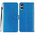 For Sony Xperia 5 V Glitter Powder Flip Leather Phone Case(Blue) - 1