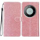 For Huawei Mate 60 Glitter Powder Flip Leather Phone Case(Rose Gold) - 1