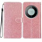 For Huawei Mate 60 Pro Glitter Powder Flip Leather Phone Case(Rose Gold) - 1