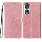 For Honor 90 Glitter Powder Flip Leather Phone Case(Rose Gold) - 1