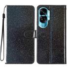 For Honor 90 Lite Glitter Powder Flip Leather Phone Case(Black) - 1