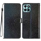 For Honor X6a Glitter Powder Flip Leather Phone Case(Black) - 1