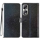 For Honor 90 Pro Glitter Powder Flip Leather Phone Case(Black) - 1