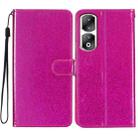 For Honor 90 Pro Glitter Powder Flip Leather Phone Case(Rose Red) - 1