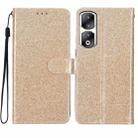 For Honor 90 Pro Glitter Powder Flip Leather Phone Case(Gold) - 1