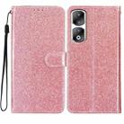 For Honor 90 Pro Glitter Powder Flip Leather Phone Case(Rose Gold) - 1