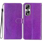 For Honor 90 Pro Glitter Powder Flip Leather Phone Case(Purple) - 1