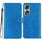 For Honor 90 Pro Glitter Powder Flip Leather Phone Case(Blue) - 1