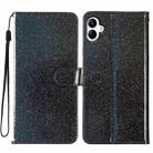 For Samsung Galaxy A06 4G Glitter Powder Flip Leather Phone Case(Black) - 1