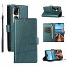 For Honor 90 Pro PU Genuine Leather Texture Embossed Line Phone Case(Green) - 1