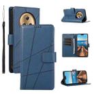 For Honor Magic5 PU Genuine Leather Texture Embossed Line Phone Case(Blue) - 1