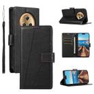 For Honor Magic5 PU Genuine Leather Texture Embossed Line Phone Case(Black) - 1