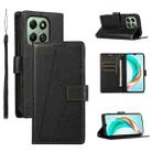 For Honor X6b PU Genuine Leather Texture Embossed Line Phone Case(Black) - 1