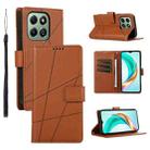 For Honor X6b PU Genuine Leather Texture Embossed Line Phone Case(Brown) - 1