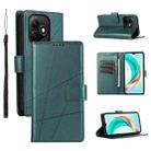 For Honor X60i PU Genuine Leather Texture Embossed Line Phone Case(Green) - 1