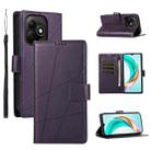 For Honor X60i PU Genuine Leather Texture Embossed Line Phone Case(Purple) - 1