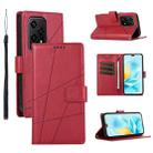 For Honor 200 Lite Global PU Genuine Leather Texture Embossed Line Phone Case(Red) - 1