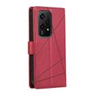 For Honor 200 Lite Global PU Genuine Leather Texture Embossed Line Phone Case(Red) - 3