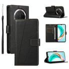 For Honor X9c Global / Magic7 Lite PU Genuine Leather Texture Embossed Line Phone Case(Black) - 1