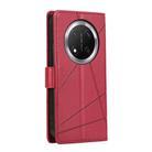 For Honor X9c Global / Magic7 Lite PU Genuine Leather Texture Embossed Line Phone Case(Red) - 3