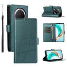 For Honor X9c Global / Magic7 Lite PU Genuine Leather Texture Embossed Line Phone Case(Green) - 1
