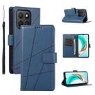 For Honor X8c 4G PU Genuine Leather Texture Embossed Line Phone Case(Blue) - 1