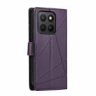 For Honor X8c 4G PU Genuine Leather Texture Embossed Line Phone Case(Purple) - 3