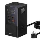 Baseus PowerCombo Tower Power Strip 3xAC+2xType-C+2xUSB 100W with 1.5 Cable, UK Plug(Black) - 1