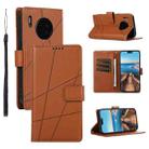 For Huawei Mate 30 PU Genuine Leather Texture Embossed Line Phone Case(Brown) - 1