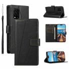 For Xiaomi Mi 10 Lite PU Genuine Leather Texture Embossed Line Phone Case(Black) - 1