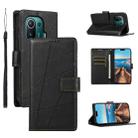 For Xiaomi Mi 11 Pro PU Genuine Leather Texture Embossed Line Phone Case(Black) - 1