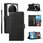 For Xiaomi 12 Ultra PU Genuine Leather Texture Embossed Line Phone Case(Black) - 1