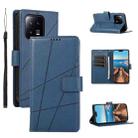 For Xiaomi 13 PU Genuine Leather Texture Embossed Line Phone Case(Blue) - 1