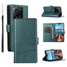 For Xiaomi 13T PU Genuine Leather Texture Embossed Line Phone Case(Green) - 1