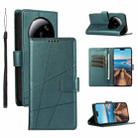 For Xiaomi 13 Ultra PU Genuine Leather Texture Embossed Line Phone Case(Green) - 1