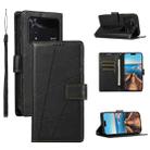 For Xiaomi Poco M4 Pro PU Genuine Leather Texture Embossed Line Phone Case(Black) - 1
