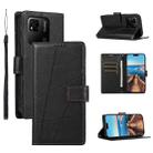 For Xiaomi Redmi 10A PU Genuine Leather Texture Embossed Line Phone Case(Black) - 1