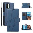 For Xiaomi Redmi A1 PU Genuine Leather Texture Embossed Line Phone Case(Blue) - 1