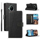 For Xiaomi Redmi Note 9 Pro PU Genuine Leather Texture Embossed Line Phone Case(Black) - 1