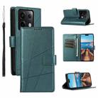 For Xiaomi Redmi Note 13 Pro 5G PU Genuine Leather Texture Embossed Line Phone Case(Green) - 1