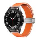 For Samsung Galaxy Watch6 / 5 / 4 Translucent Magnetic Silver Buckle Silicone Watch Band(Orange) - 1