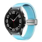 For Samsung Galaxy Watch6 / 5 / 4 Translucent Magnetic Silver Buckle Silicone Watch Band(Tiffany Blue) - 1