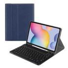 For Samsung Galaxy Tab A9 A7 Square Cap Bluetooth Keyboard Leather Case with Pen Slot(Dark Blue) - 1