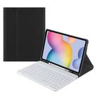 For Samsung Galaxy Tab S9 FE Square Cap Bluetooth Keyboard Leather Case with Pen Slot(Black) - 1