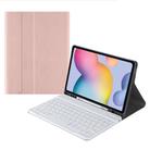 For Samsung Galaxy Tab S9 FE Square Cap Bluetooth Keyboard Leather Case with Pen Slot(Rose Gold) - 1