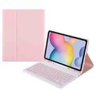 For Samsung Galaxy Tab S9 FE Square Cap Bluetooth Keyboard Leather Case with Pen Slot(Pink) - 1