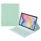 For Samsung Galaxy Tab S9 FE Square Cap Bluetooth Keyboard Leather Case with Pen Slot(Green) - 1