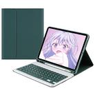 For Samsung Galaxy Tab S9 FE Square Cap Bluetooth Keyboard Leather Case with Pen Slot(Dark Green) - 1